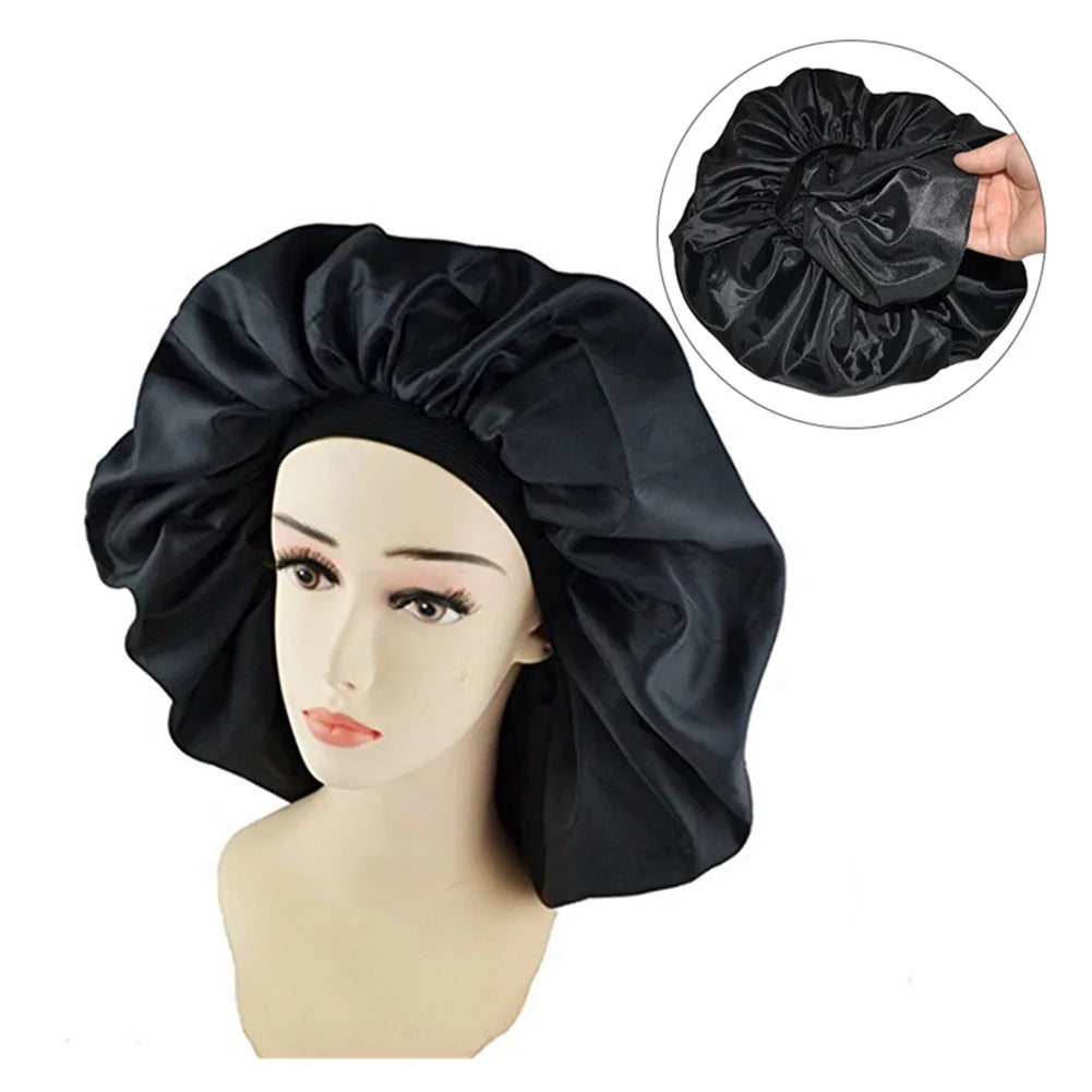 Super Giant Sleep Cap Waterproof Shower Cap Female Hair Care Protect Hair Large Satin Silk Bonnet Sleep Cap