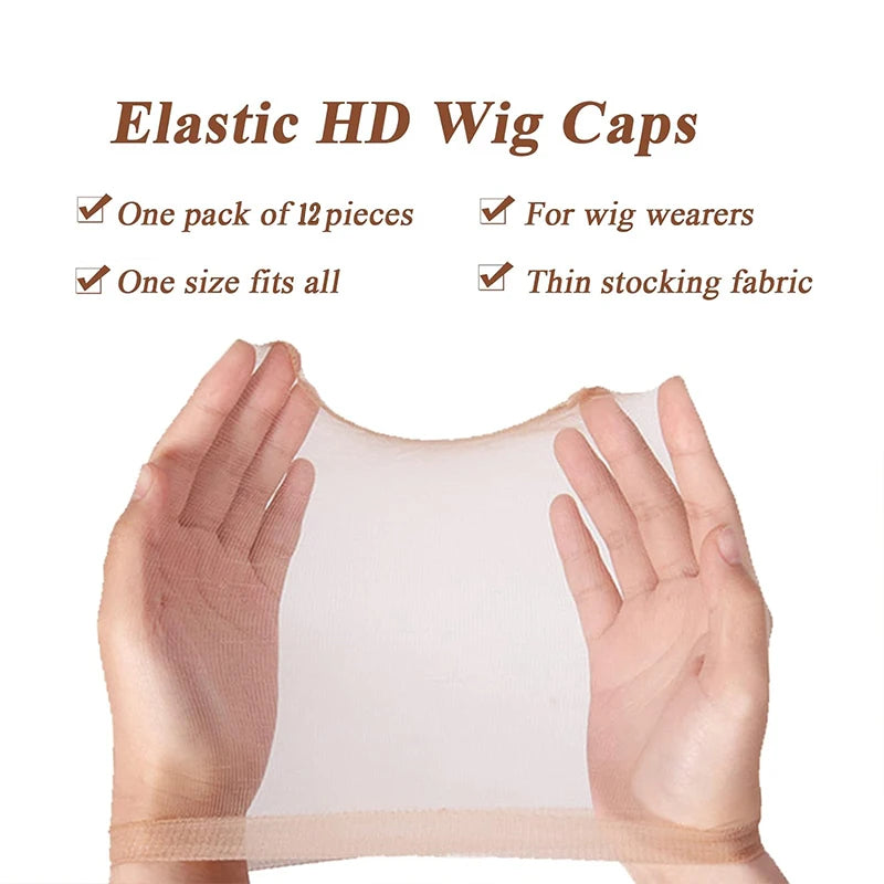 6/12 Pack Invisible HD Wig Cap For Lace Front Wig Transparent Wig Cap For Wig Stocking Wig Caps For Women